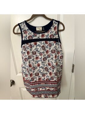Carol Rose blue floral shirt XL EUC